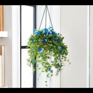 Garden Reflections 14" Faux Morning Glory Hanging Basket